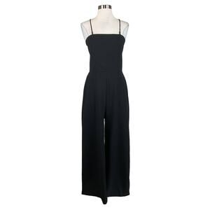 AQUA Backless Wide Leg Pant Sleeveless Jumpsuit Side Pockets Black Size 12